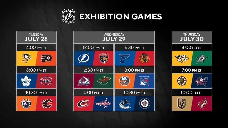 NHL Stanley Cup schedule League adds times, exhibition games to 2020