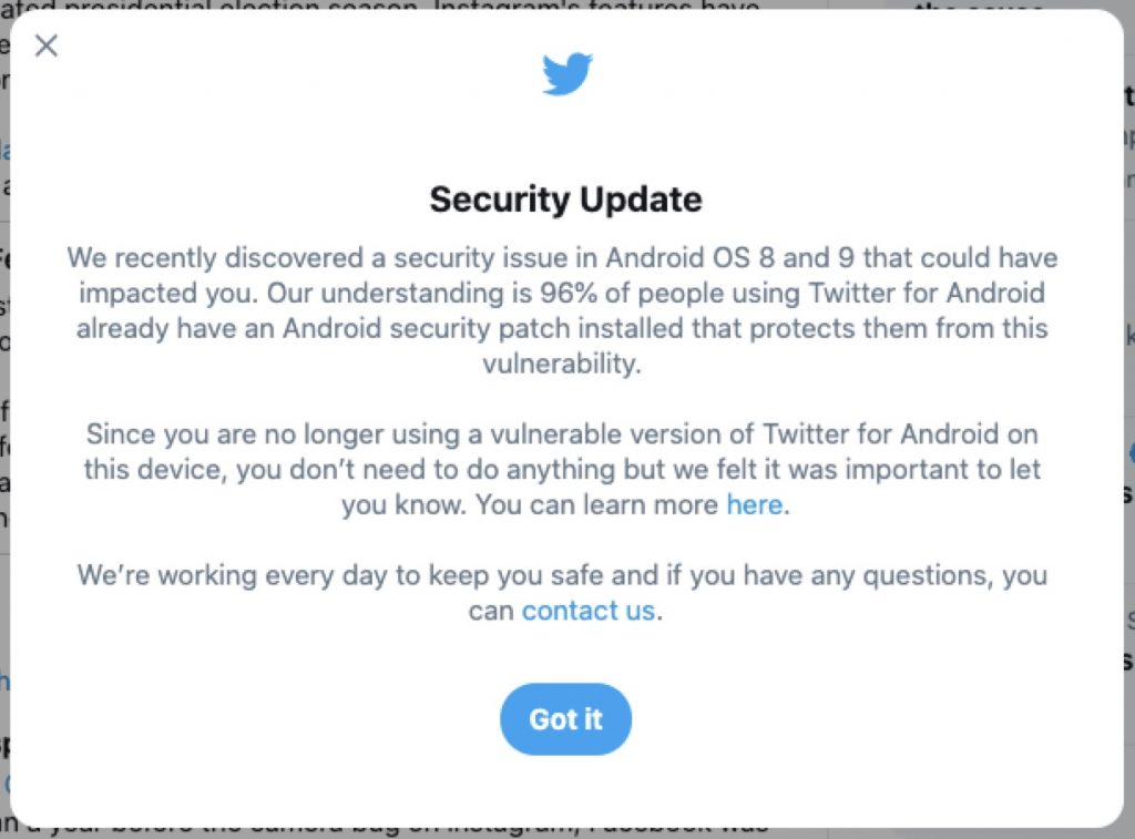 Twitter says Android security bug gave access to direct messages