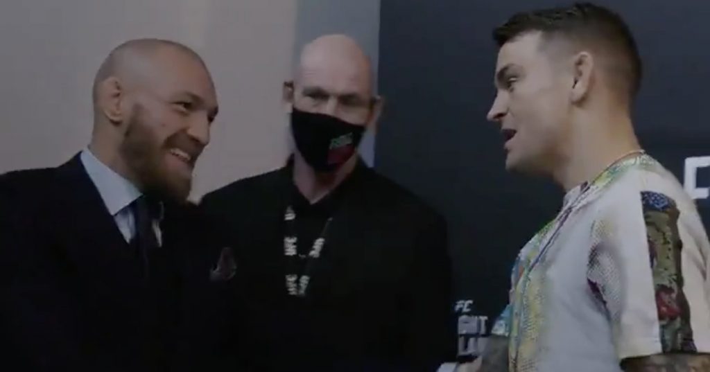 Justin Poirier and Conor McGregor show mutual admiration during backstage meeting following UFC 257