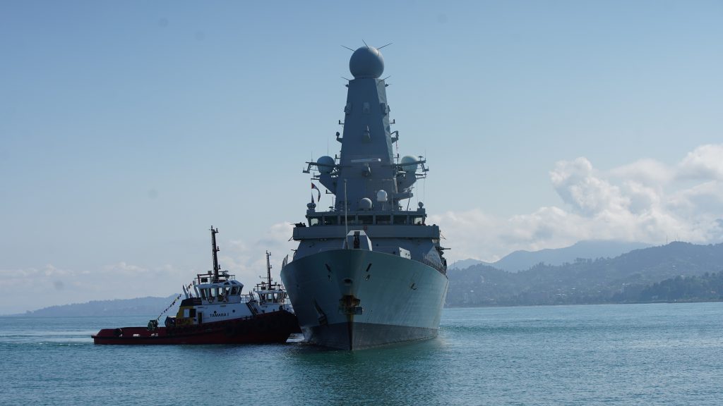 British naval destroyer that angered Russia docks in Georgia