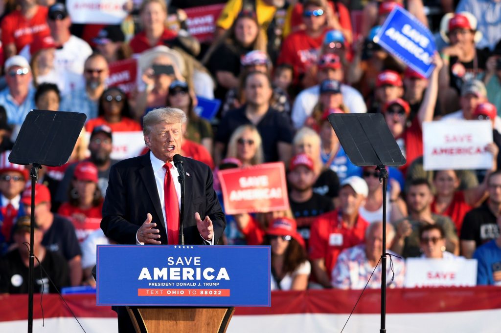 At Ohio rally, Trump knocks Biden on border, hints at 2024 plans