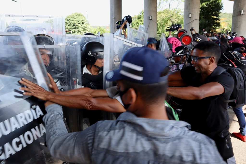 New migrant caravan in Mexico pushes past blockade to head north