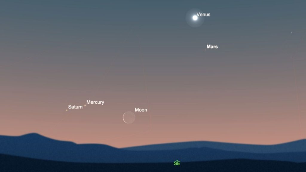The moon meets up with Mercury and Saturn early Monday morning – Space.com