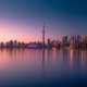 View of the Toronto skyline at sunset