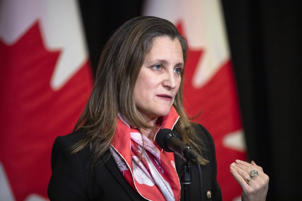 Freeland silent on tanks for Ukraine, but says victory would boost world economy