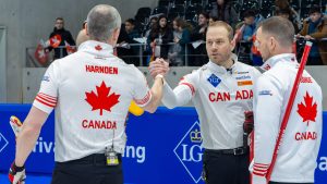Gushue reaches milestone as Canada has two-win day at men’s worlds