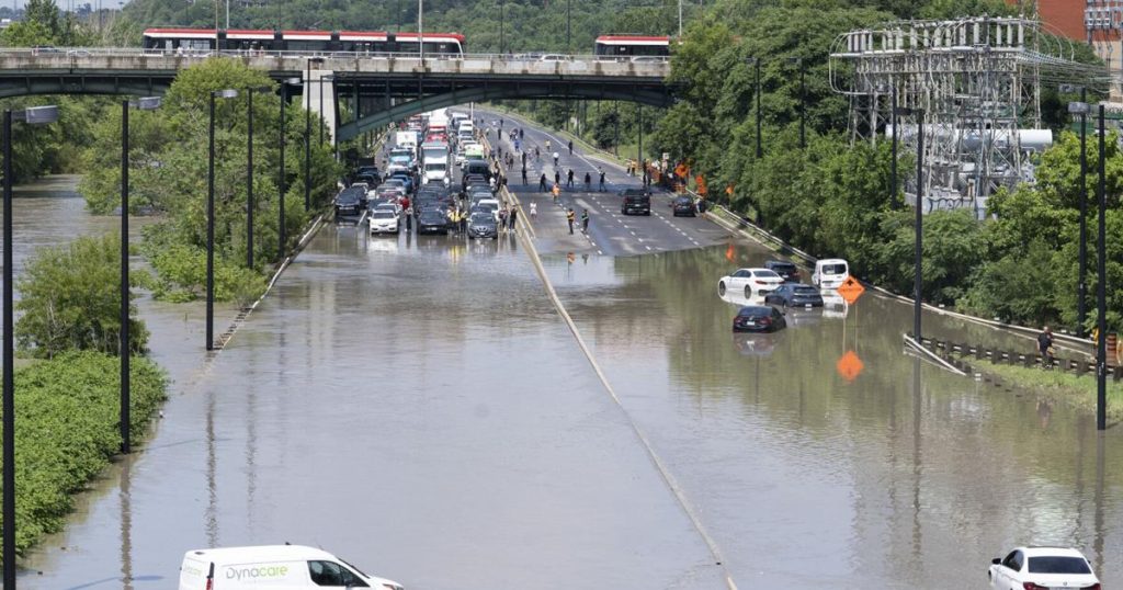 Flooding on major highway, transit hub in Toronto amid torrential rain