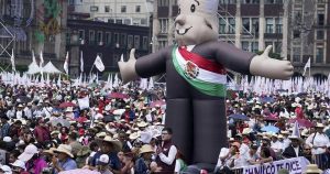 Tens of thousands in Mexico cheer on president’s proposed judicial reforms as protesters reject them
