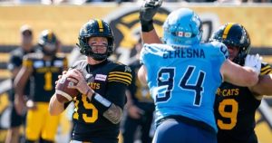 Bo-Levi Mitchell leads Ticats to 31-28 Labour Day win over Argonauts