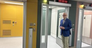 Construction wraps on indoor supervised site for people who inhale drugs in Vancouver