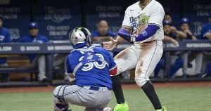 Aranda homers, 6 pitchers combine on a 5-hitter and Rays beat Blue Jays 1-0