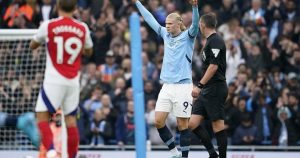 Erling Haaland scores his 100th goal for Manchester City