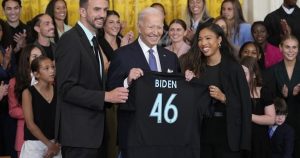 As he welcomes Gotham FC, Biden says ‘a woman can do anything a man can do,’ including be president
