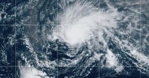 Hurricane Isaac and Tropical Storm Joyce move through the open Atlantic far from land