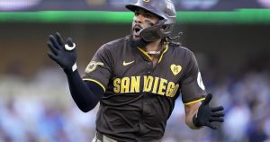 Dodger Stadium fans toss balls and trash on field, interrupt Padres’ 10-2 win that evens NLDS