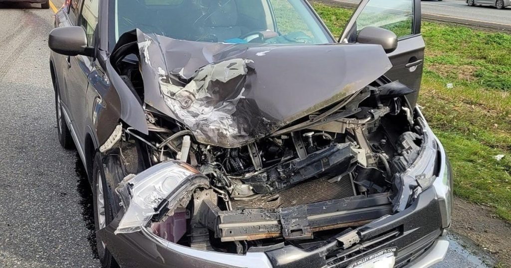 Loose wheel from truck crashes head-on into SUV on B.C. highway