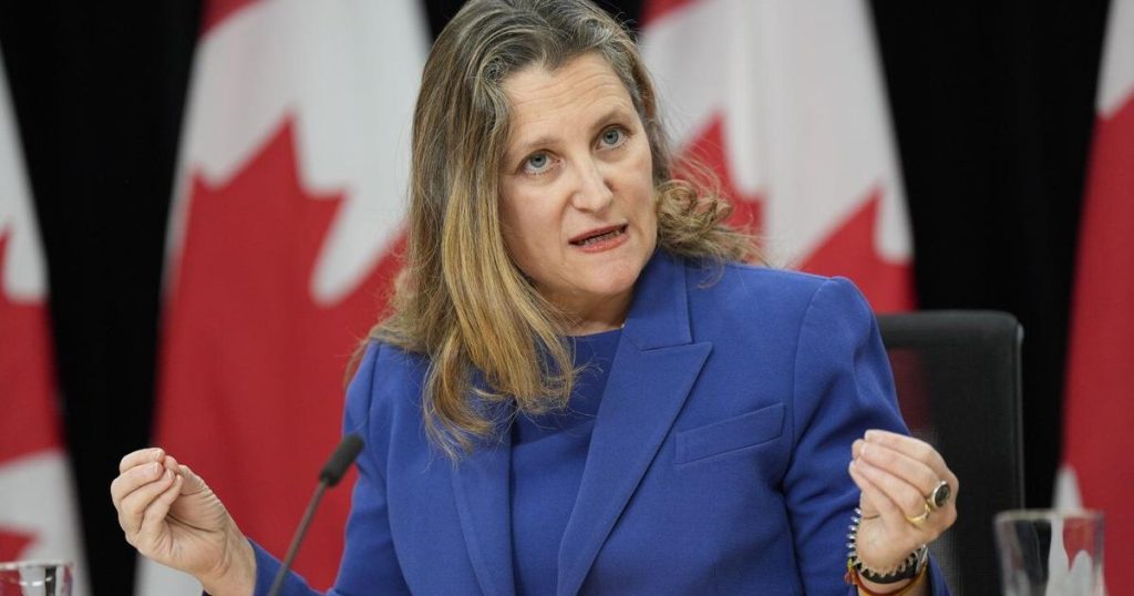Freeland doesn’t commit to meeting her own deficit target in fall economic statement