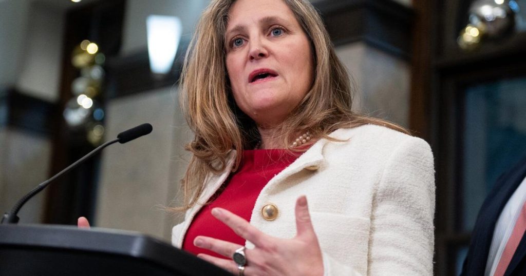 Finance Minister Chrystia Freeland quits cabinet the day of fall economic statement