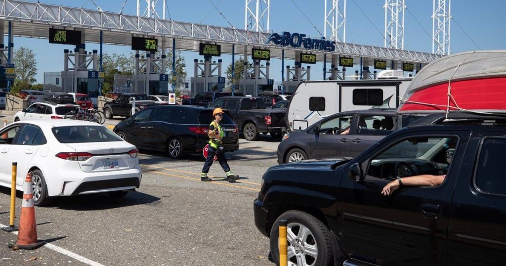 Boater clinging to capsized skiff rescued by B.C. ferry near terminal
