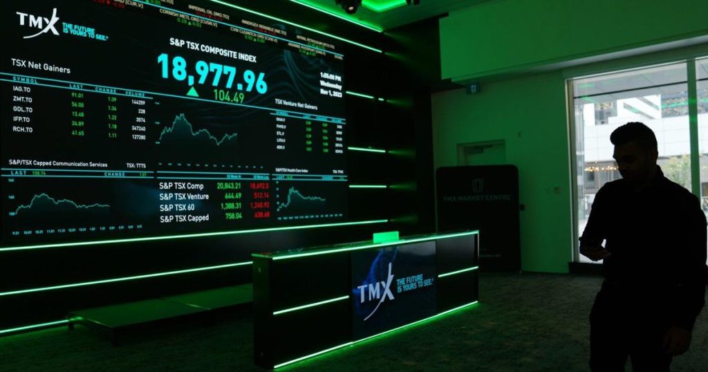 S&P/TSX composite down nearly 100 points, U.S. stock markets up