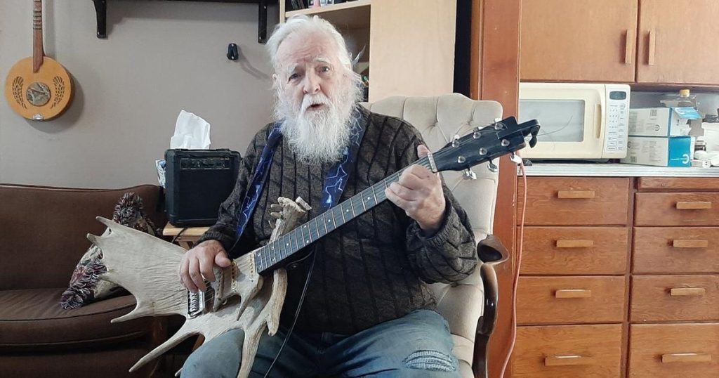 Music maker, 88, creates unique horn section, with moose antler bass guitar and cello