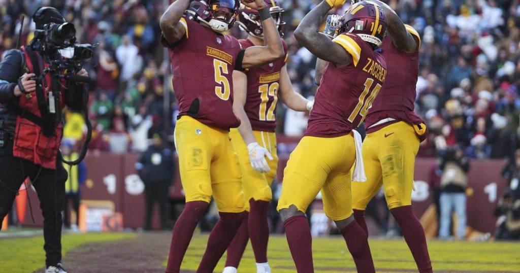 Jayden Daniels throws for 5 TDs as the Commanders end the Eagles’ winning streak at 10