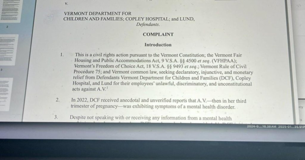 Lawsuit alleges Vermont tracks pregnant women deemed unsuitable for parenthood