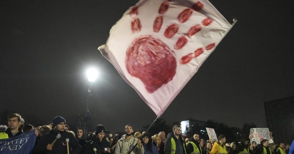 Serbia’s protesting students and supporters of the president hold parallel rallies as tensions spike