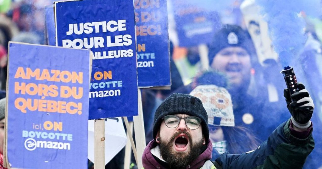 Demonstrators accuse Amazon of union-busting at rally in Montreal, call for boycott