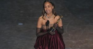Key Oscar moments, from Zoe Saldaña’s emotional win and ‘Oz’ opening to Kieran Culkin’s baby wish