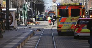 A driver rams a car into crowd in Germany’s Mannheim, leaving 1 dead and others injured