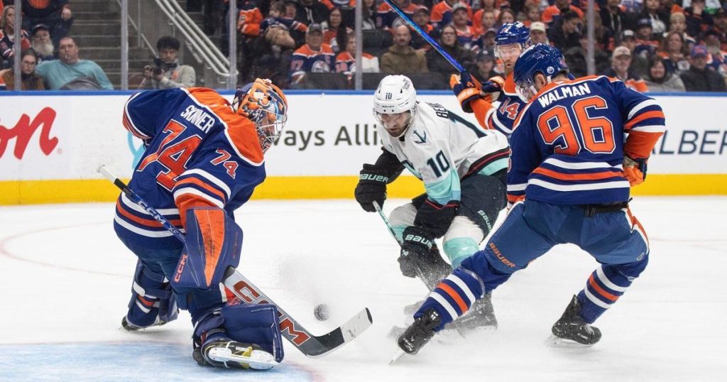 Nugent-Hopkins nets hat trick as Oilers beat Kraken 5-4