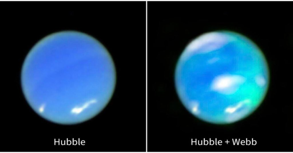 Neptune’s auroras are captured in great detail by NASA’s Webb telescope