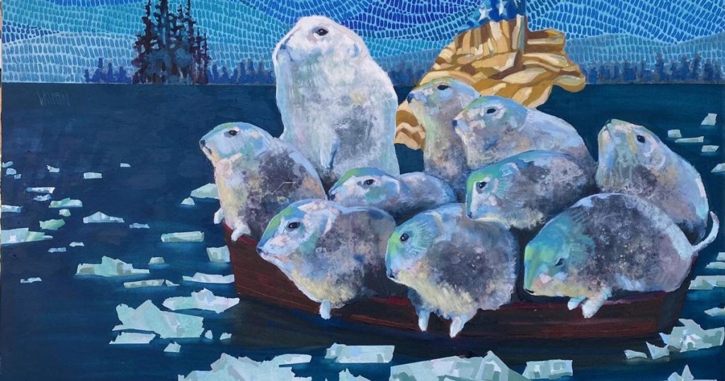 Artist accuses P.E.I. college of censoring political painting of lemmings, U.S. flag