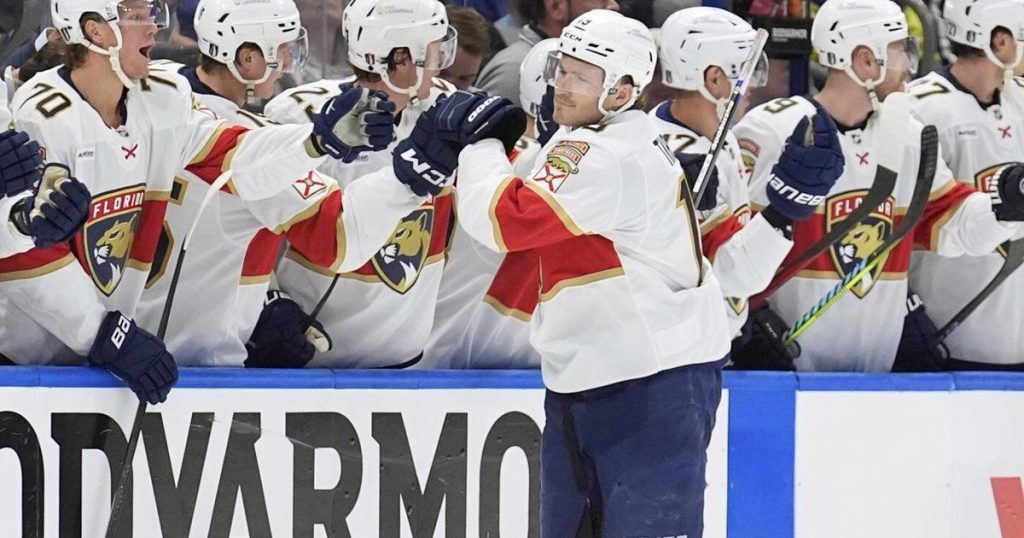 Tkachuk stars in his return by scoring twice as the Panthers top Lightning 6-2 in series opener