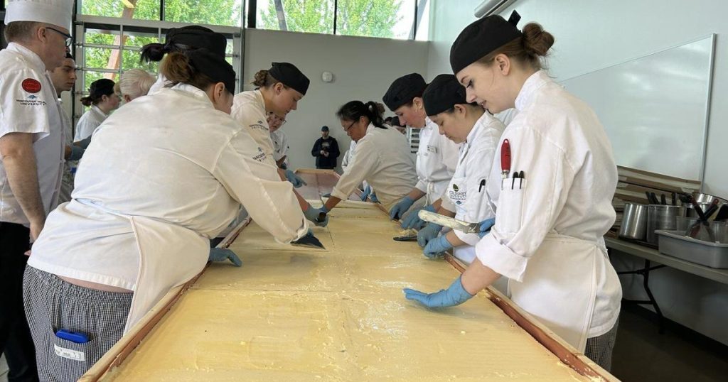 Vancouver Island University students make the world’s largest Nanaimo bar
