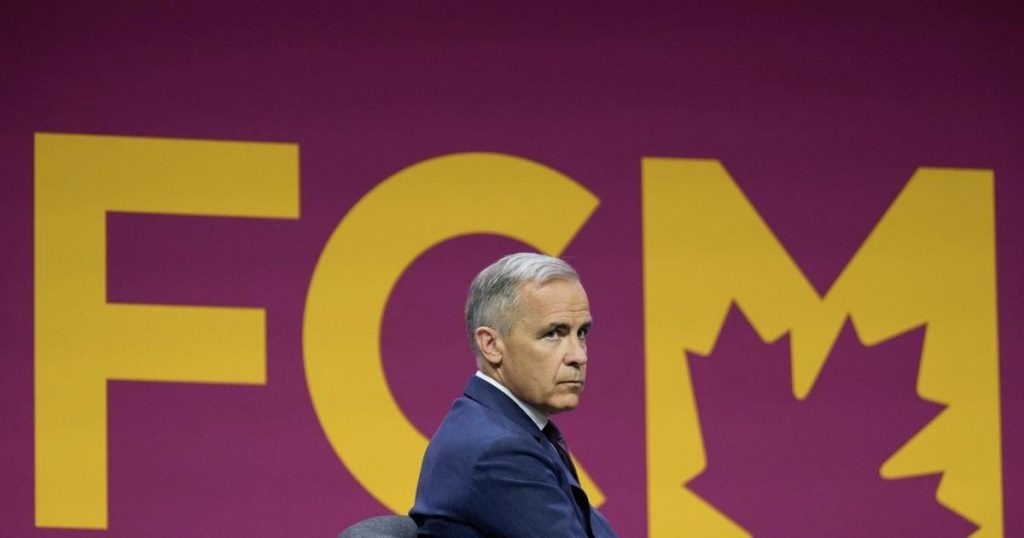 Carney says he has no immediate plans to overhaul municipal funding