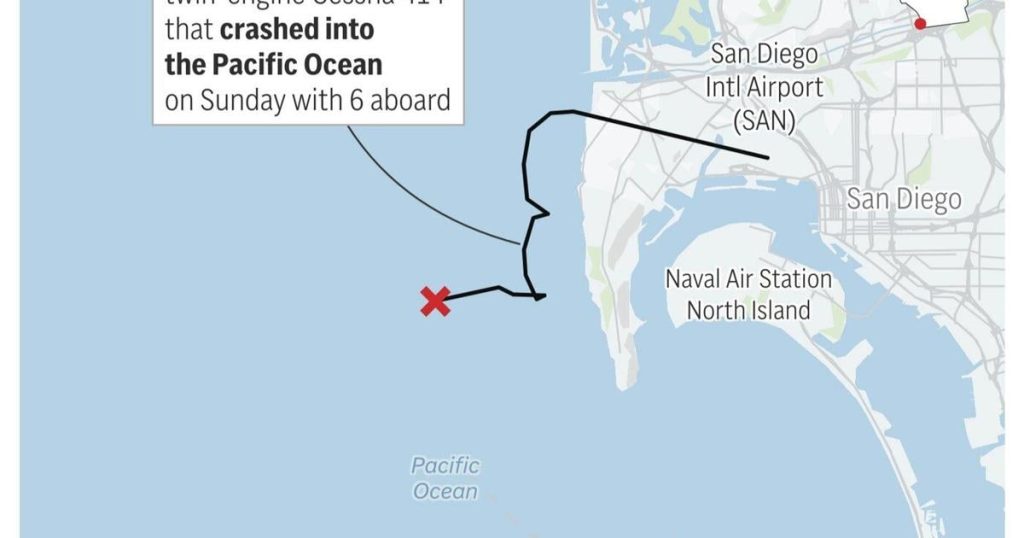 Six killed in small plane crash off the San Diego coast