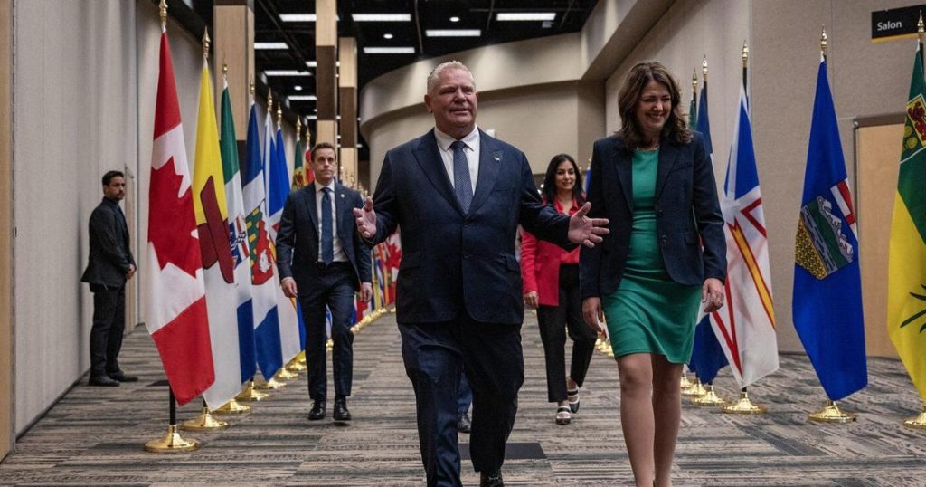 Premiers Danielle Smith and Doug Ford agree to study new energy corridors, more trade