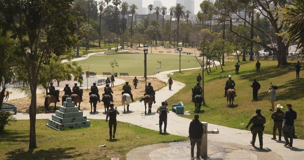 Troops and federal agents briefly descend on park in LA neighborhood with large immigrant population