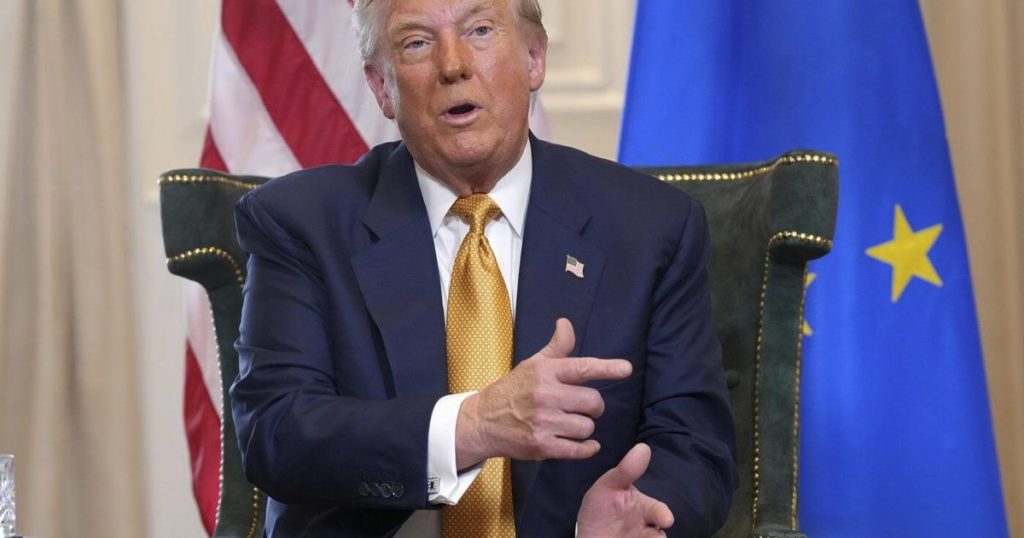 Trump calls for more Gaza food aid and talks up his golf course in meeting with UK’s prime minister