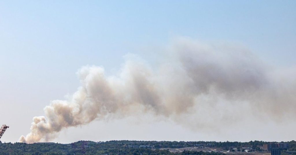 Firefighters attack Halifax wildfire burning at edge of city in foggy weather