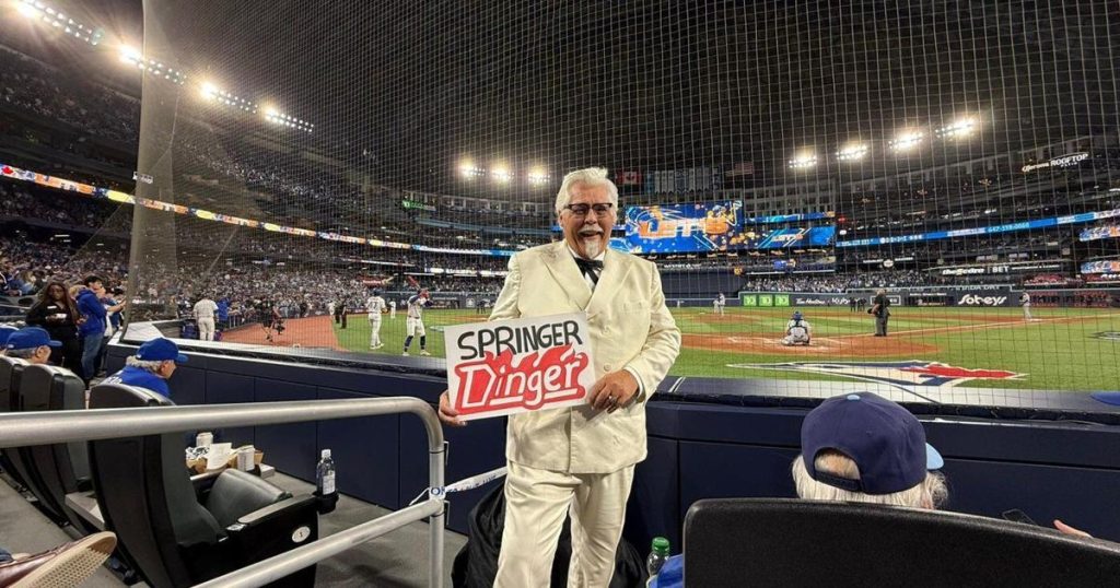 Was that Colonel Sanders behind home plate at the Blue Jays game?