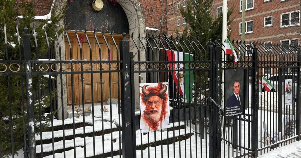 Iran’s embassy in Ottawa, closed since 2012, defaced by anti-regime protesters
