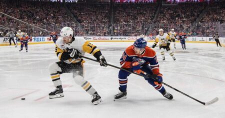 Penguins score three times within opening three minutes, cruise past Oilers 6-2