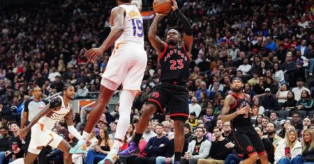 RJ Barrett’s late surge powers Raptors to 122-115 win over Suns