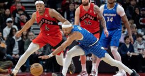 Scottie Barnes’s 28th double-double of the season leads Raptors in romp over Magic