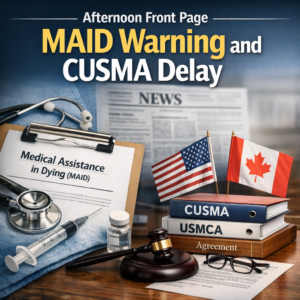 Afternoon Front Page MAID Warning and CUSMA Delay Afternoon Front Page MAID Warning and CUSMA Delay