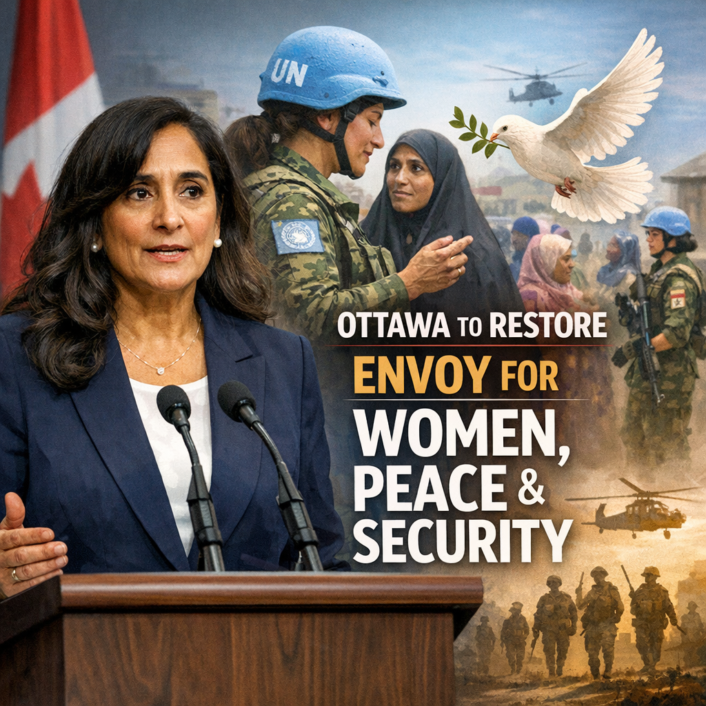 Illustration of Anand Says Ottawa Will Restore Envoy for Women Peace Security