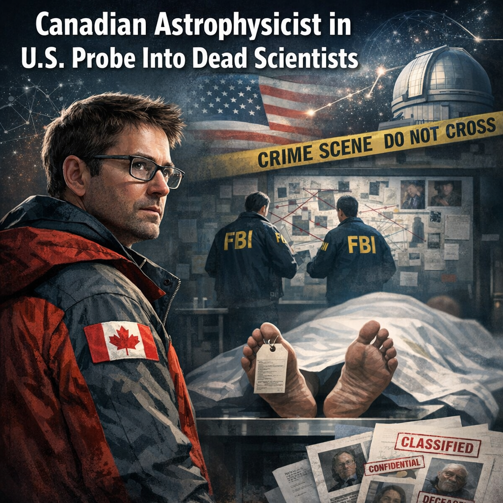 Illustration of Canadian Astrophysicist in U.S. Probe Into Dead Scientists